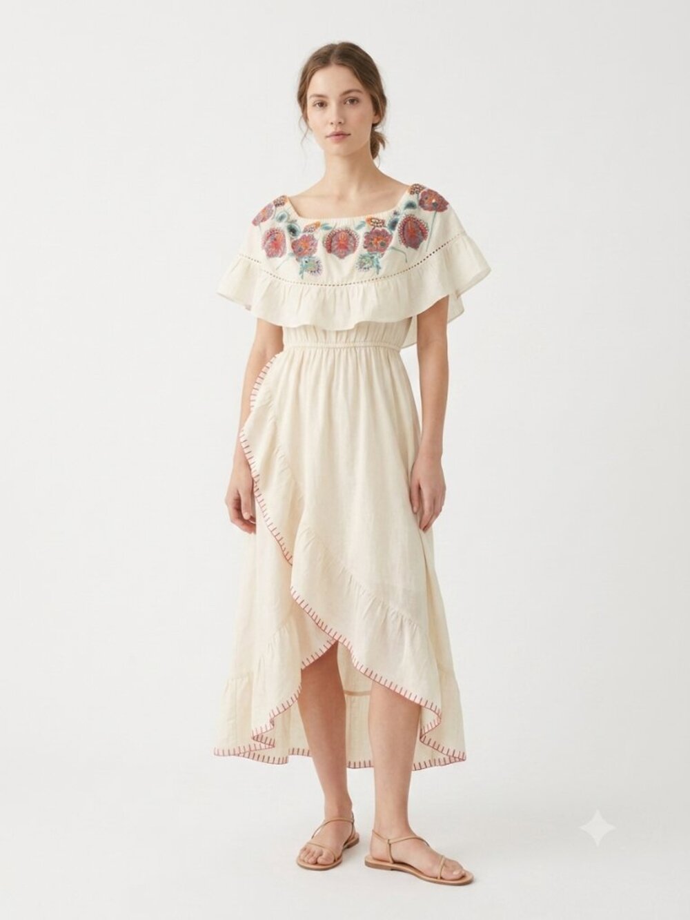 Altar'D State Dress Cream Boho Midi Festival Peasant S NWT FLAW